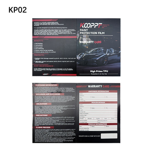 Car PPF Tools OEM Brand Trifold Warranty Cards